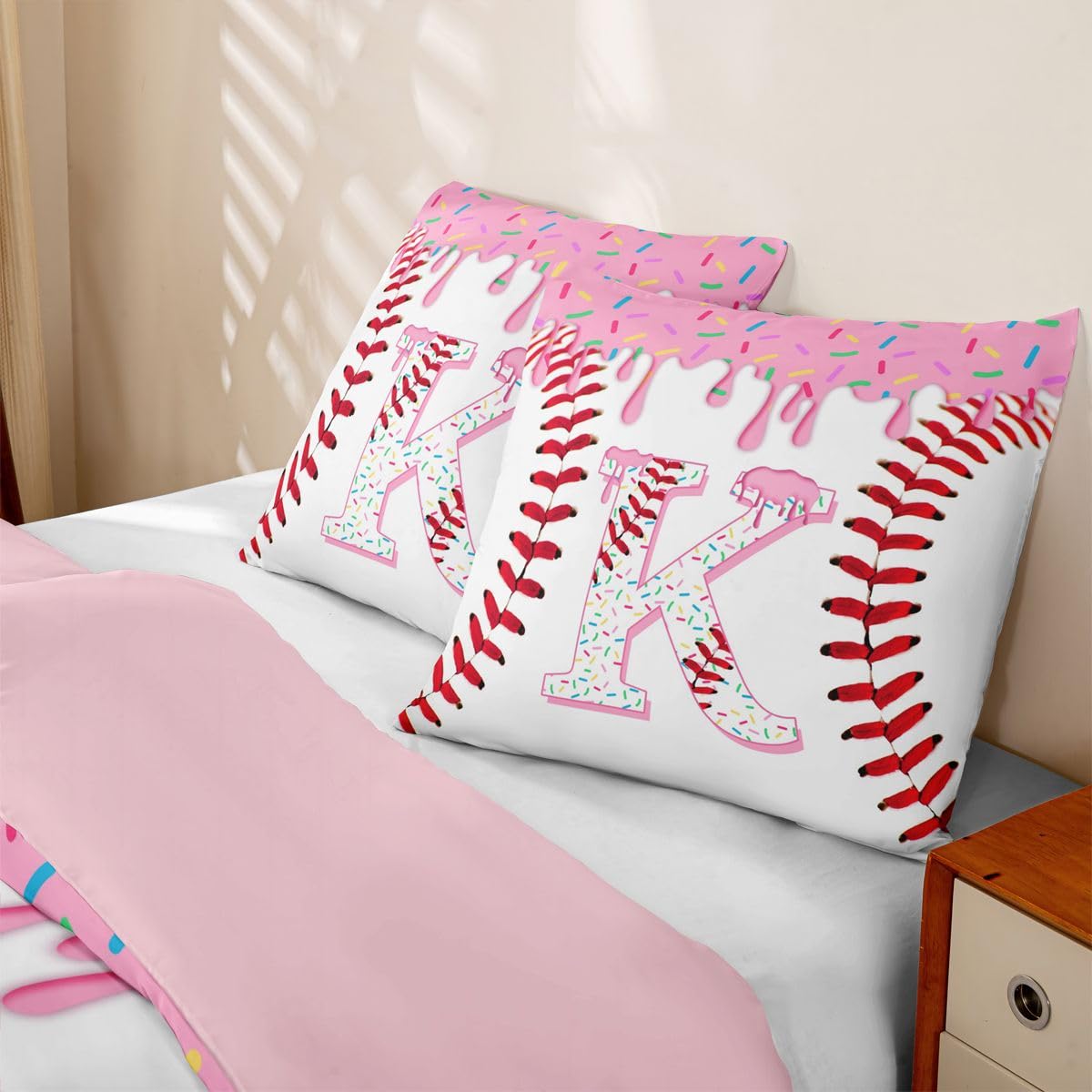 Homewish Rosa Eiscreme Tropf Bettwäsche Set 155x220 4teilig