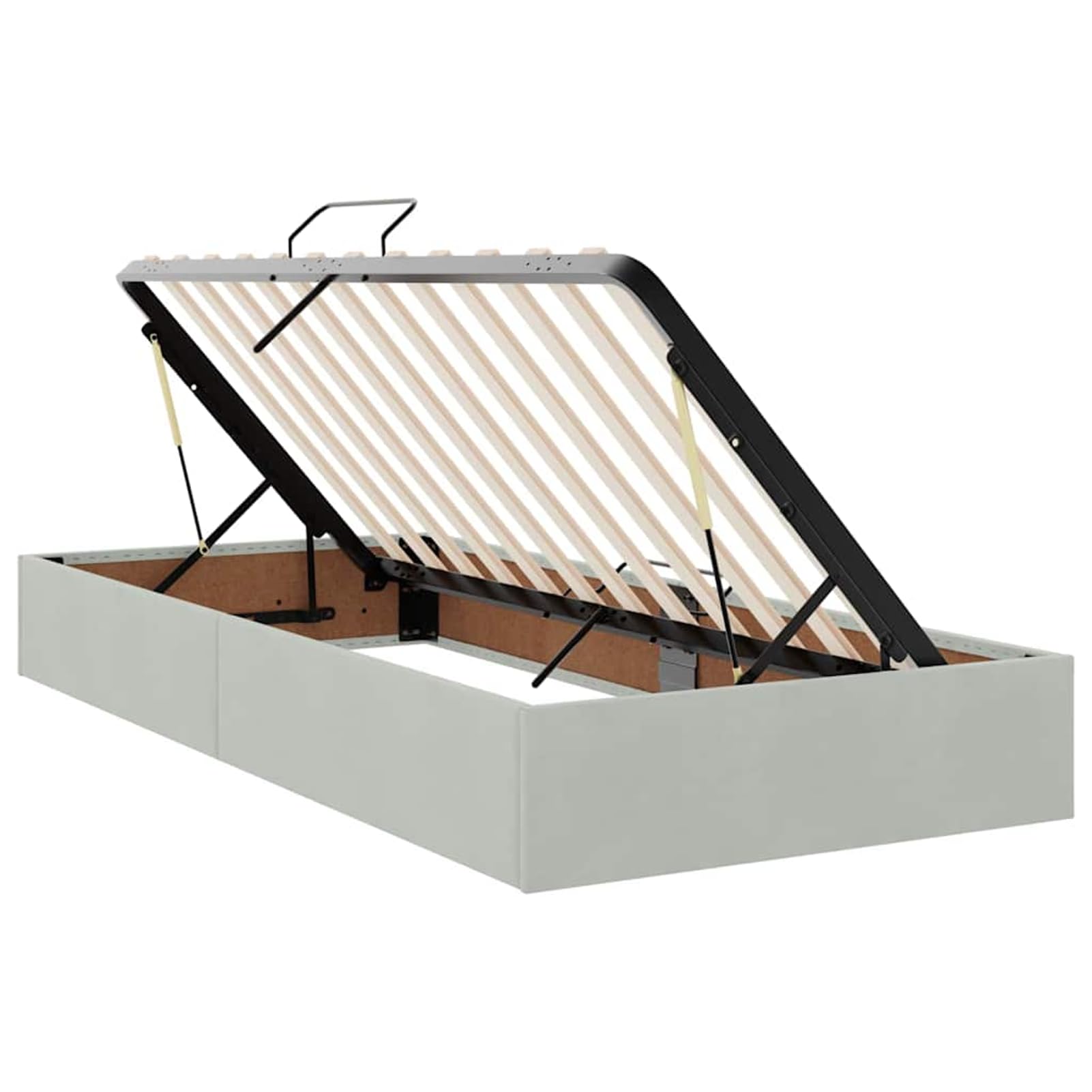 Fasba Cama de Almacenamiento con elevación hidráulica y Luces LED - Tamaño 200x203 cm, Color Gris Claro, Material Terciopelo Modelo FCZJ-3372911ES
