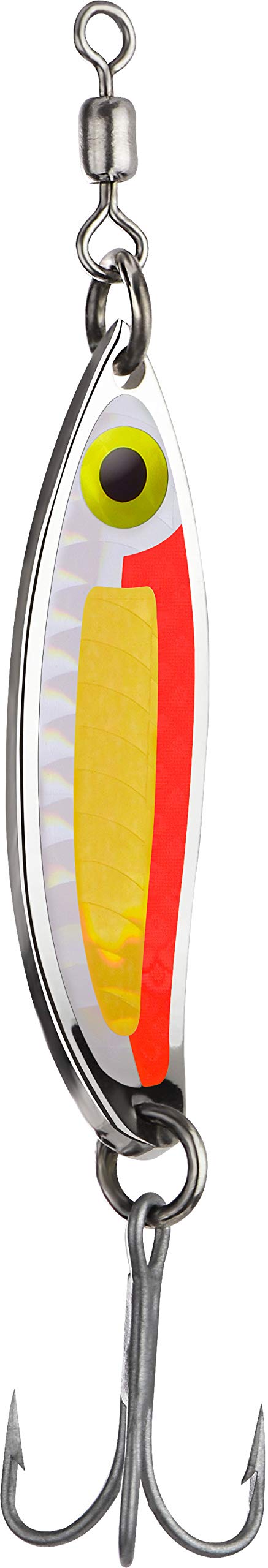Peetz CJ Special 2.5-Inch Herring Fishing Spoon Lure | Nickel Plated Brass | UV Fluorescent Red & Silver/Gold Scale | Freshwater Casting Twister Metal Bait for Bass Perch Muskie
