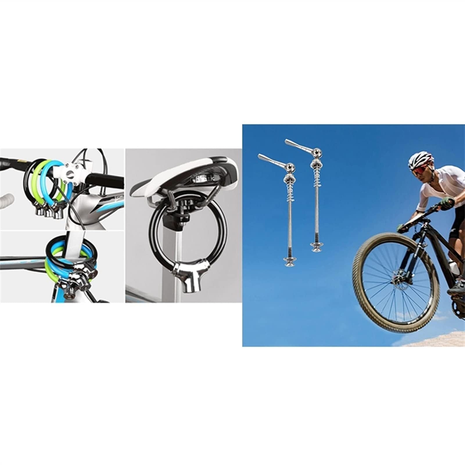 Cierres RáPidos para Bicicletas Pinchos for Cubo de Rueda Bicicleta, 1 Uds., 12mm, candado portátil Resistente for, Color Negro y par liberación rápida