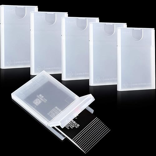 Frienda Paquete de 6 tarjeteros de plástico para tarjetas de crédito, con bolsillo transparente, con parte superior abierta, portátil, delgada, caja
