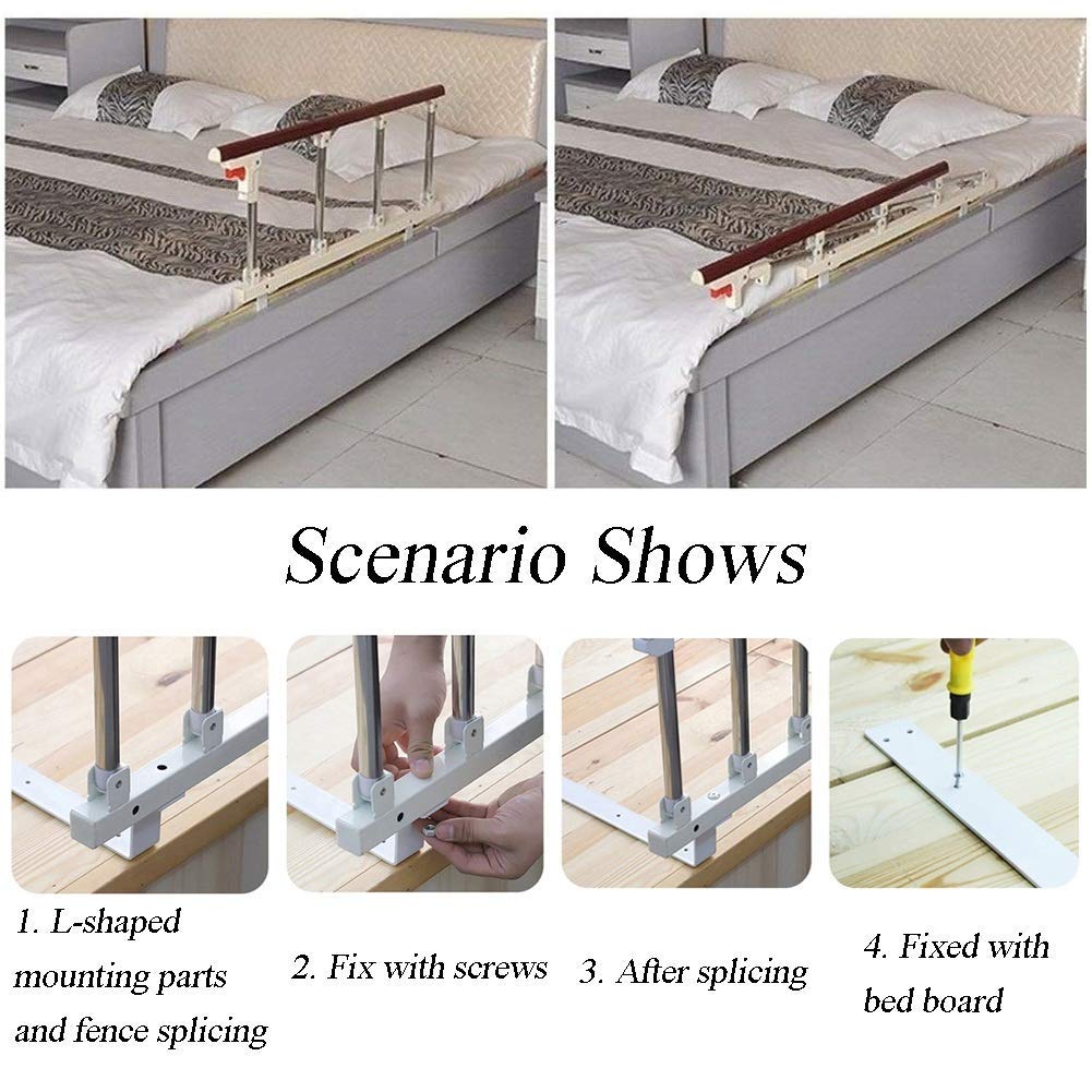 Barandilla de Cama, manija de Asistencia de protección Lateral de Seguridad Plegable para Adultos Mayores, pasamanos de Cama de Metal Plateado, Barra de Parachoques para discapacitados de h