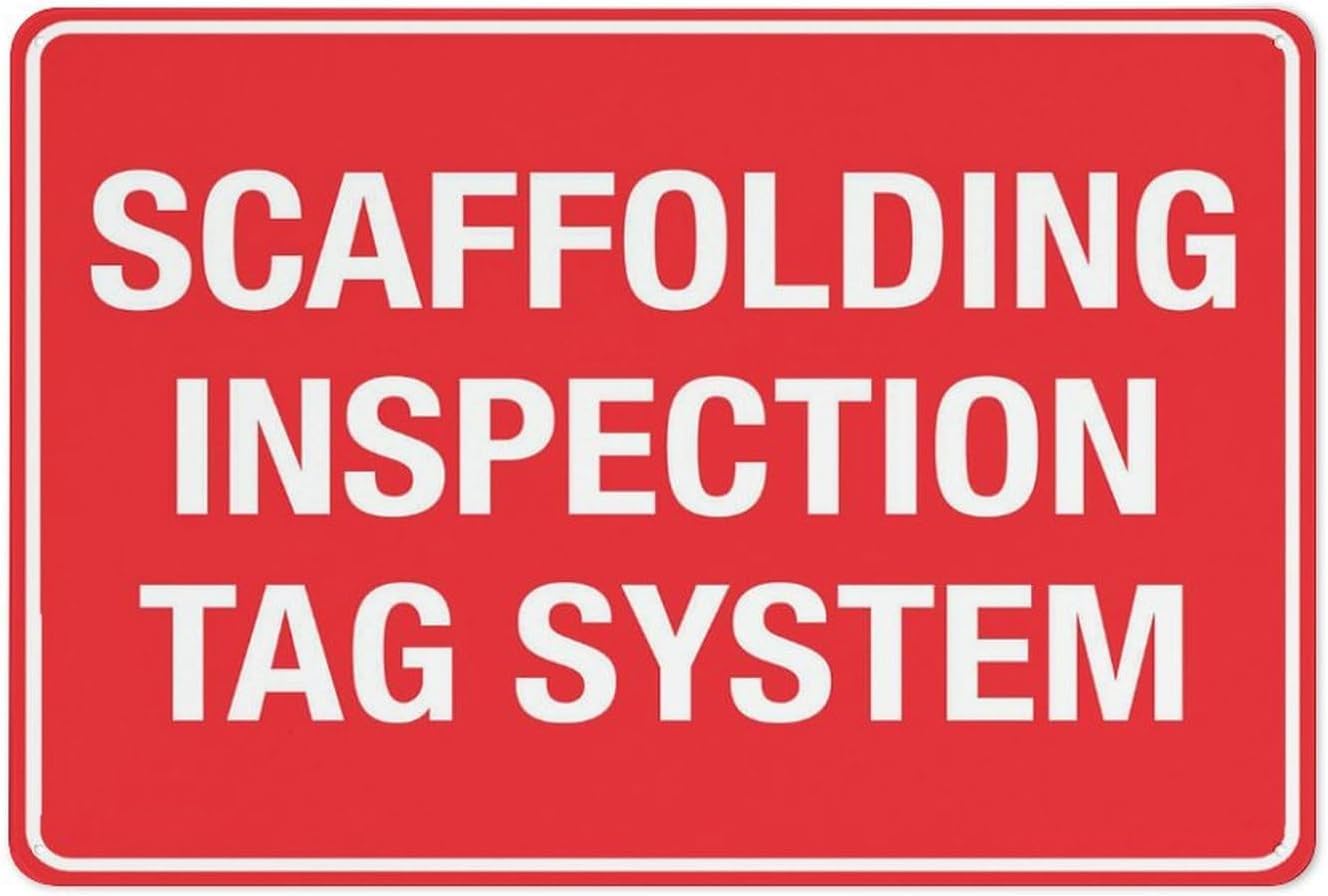 Scaffolding Inspection Tag System Rust Free Aluminum Sign - UV Ink Printed Decor with Pre-Drilled Holes for House, Construction Site - 12x16 Inch​