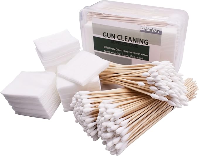 Gun Cleaning Kits Tools in Storage Box 800Pcs Patches and Swabs, 500Pcs Absorbent