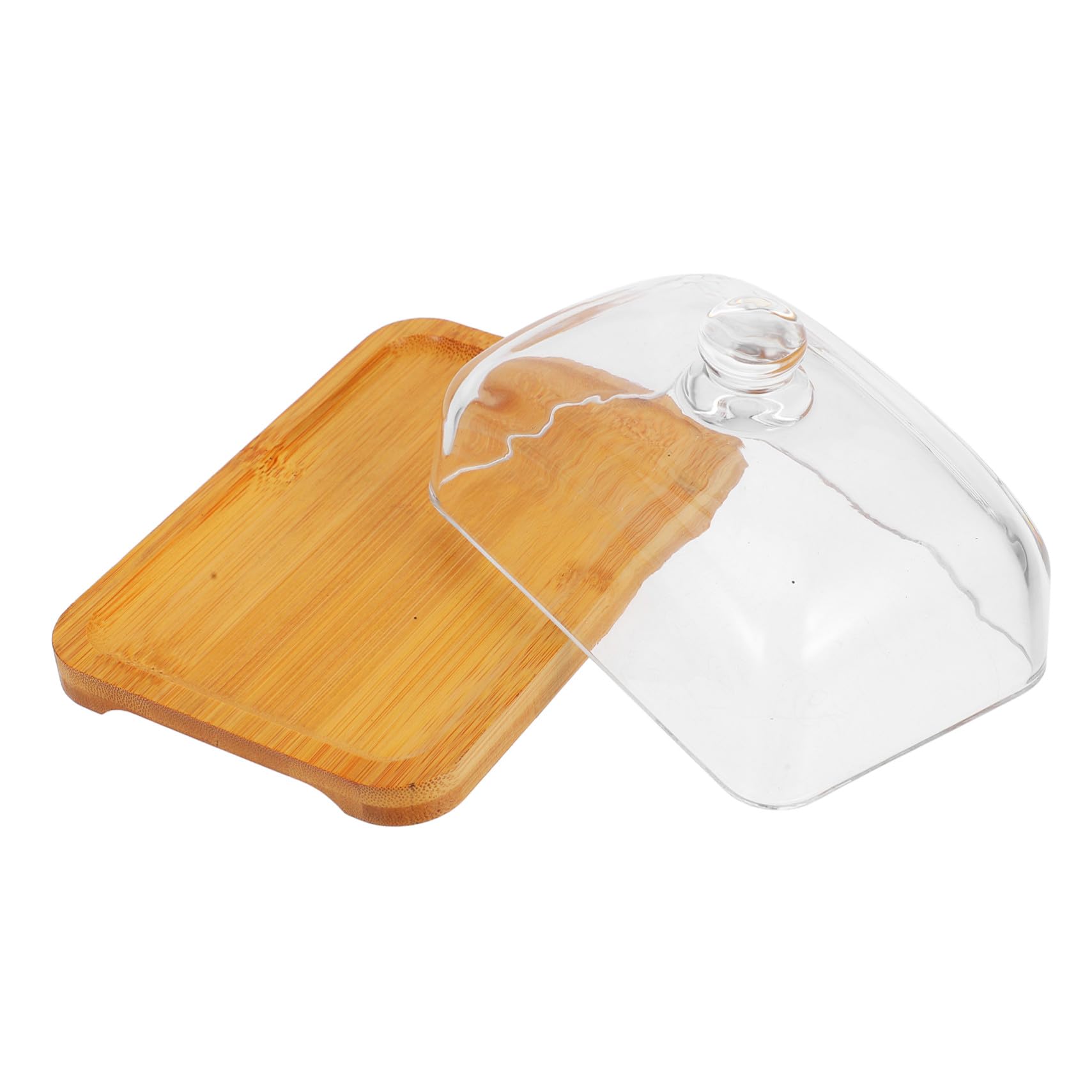 Beurrier 1 Pièce avec Couvercle en Verre en Bois Rectangulaire