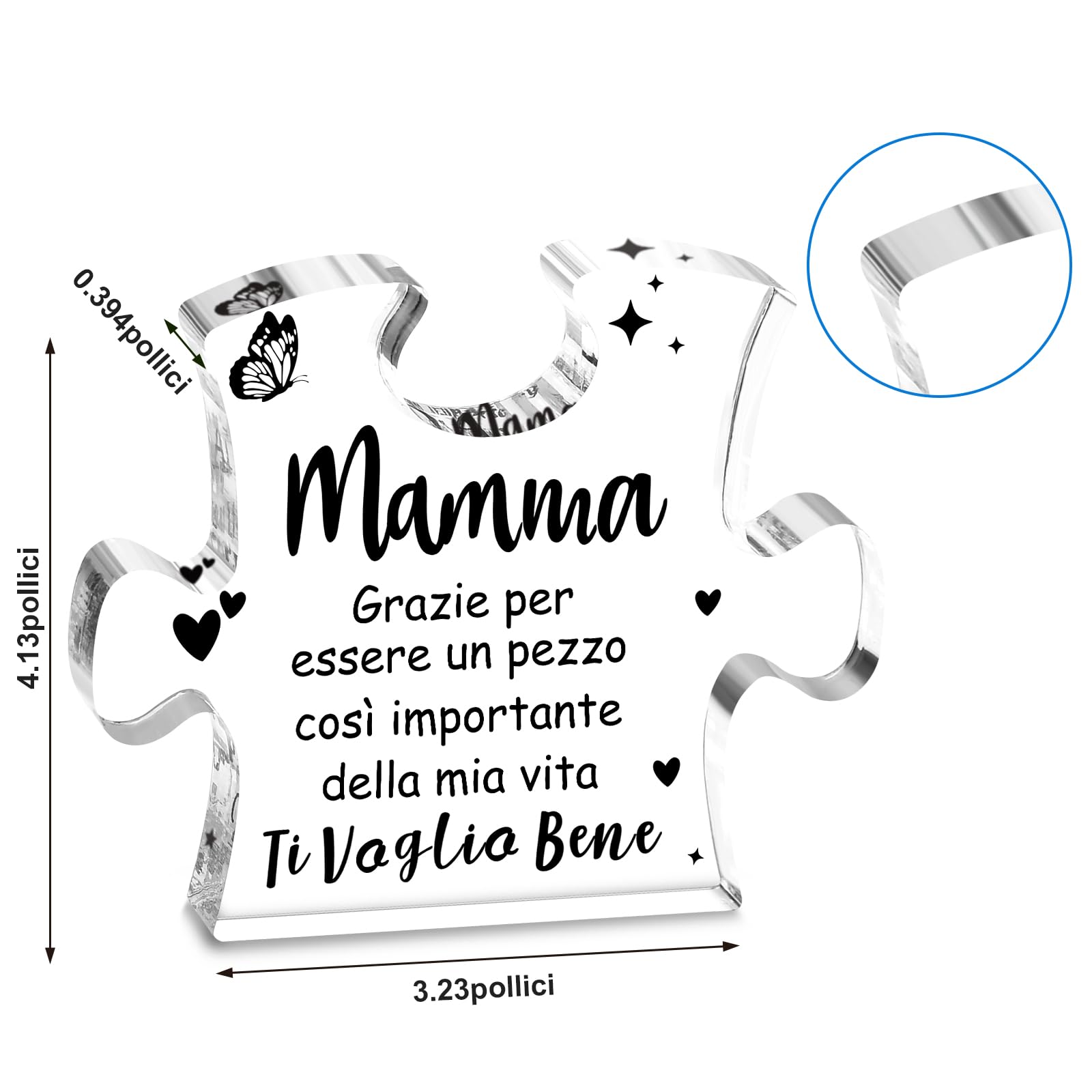 Targa Acrilica A Forma Di Puzzle Per La Festa Della Mamma | 10x10 Cm | Regalo Floreale Con Scritta Keep Sake