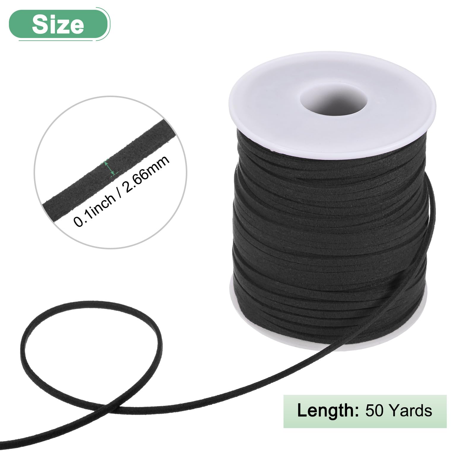 M METERXITY Faux Suede Leather Cord, 50 Yards 2.6mm Flat Suede Leather Lace, Faux Leather Cord - Image 3