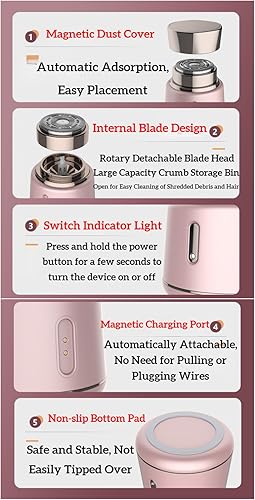 Miniatura 5 de Mini afeitadora eléctrica circular con puerto de carga magnético, doble uso para afeitado en húmedo y seco, batería de larga duración, compañero de