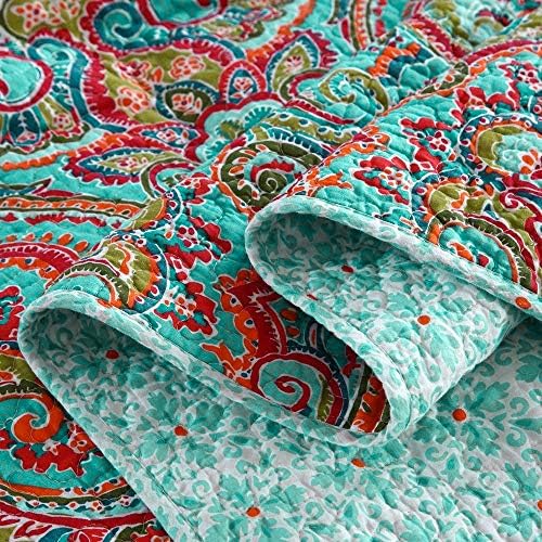 NEWLAKE Cotton Bedspread Quilt Sets-Reversible Patchwork Coverlet Set, European Gorgeous Floral Pattern, Twin Size