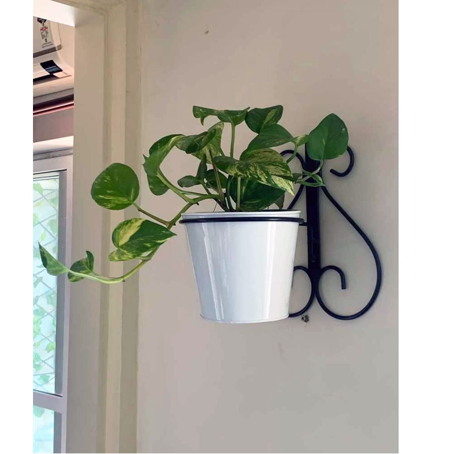 Ascent homes Wall Mount Metal Planter Stand with Round Galvanized Bucket (White) (B07HKKWYWK) Amazon Price History, Amazon Price Tracker