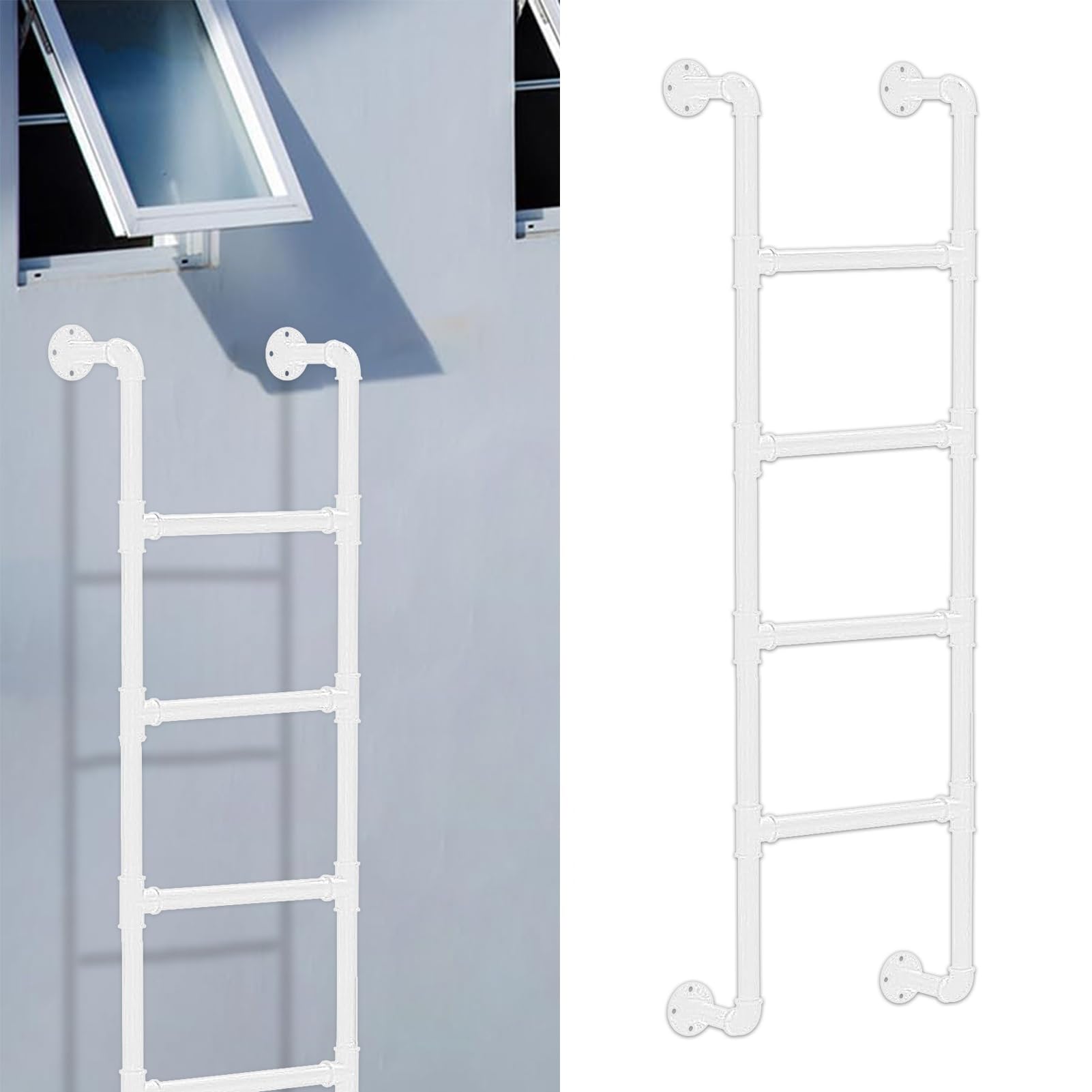 Wall Mounted Ladder, Wall Mounted Wrought Iron Escape Ladder 100-300 cm For Home, Loft, Dorm, RV 330 lbs(260cm/102in)