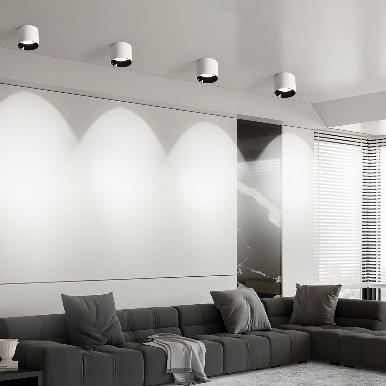 Flush Mount Ceiling Light Fixture, LED 20W Dimmable & 3000K/4000K/6000K Adjustable Ceiling Lights, Modern White Cylinder Ceiling Light for Closet Hallway Kitchen Living Room, 4.7 Inch