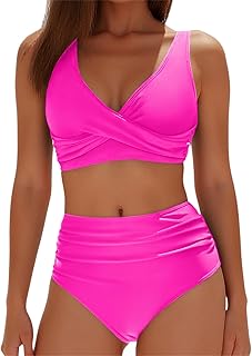 Camiseta de baño para mujer, manga larga, retro, sexy, cintura alta, traje de baño Racerback bikini, tops para adolescentes