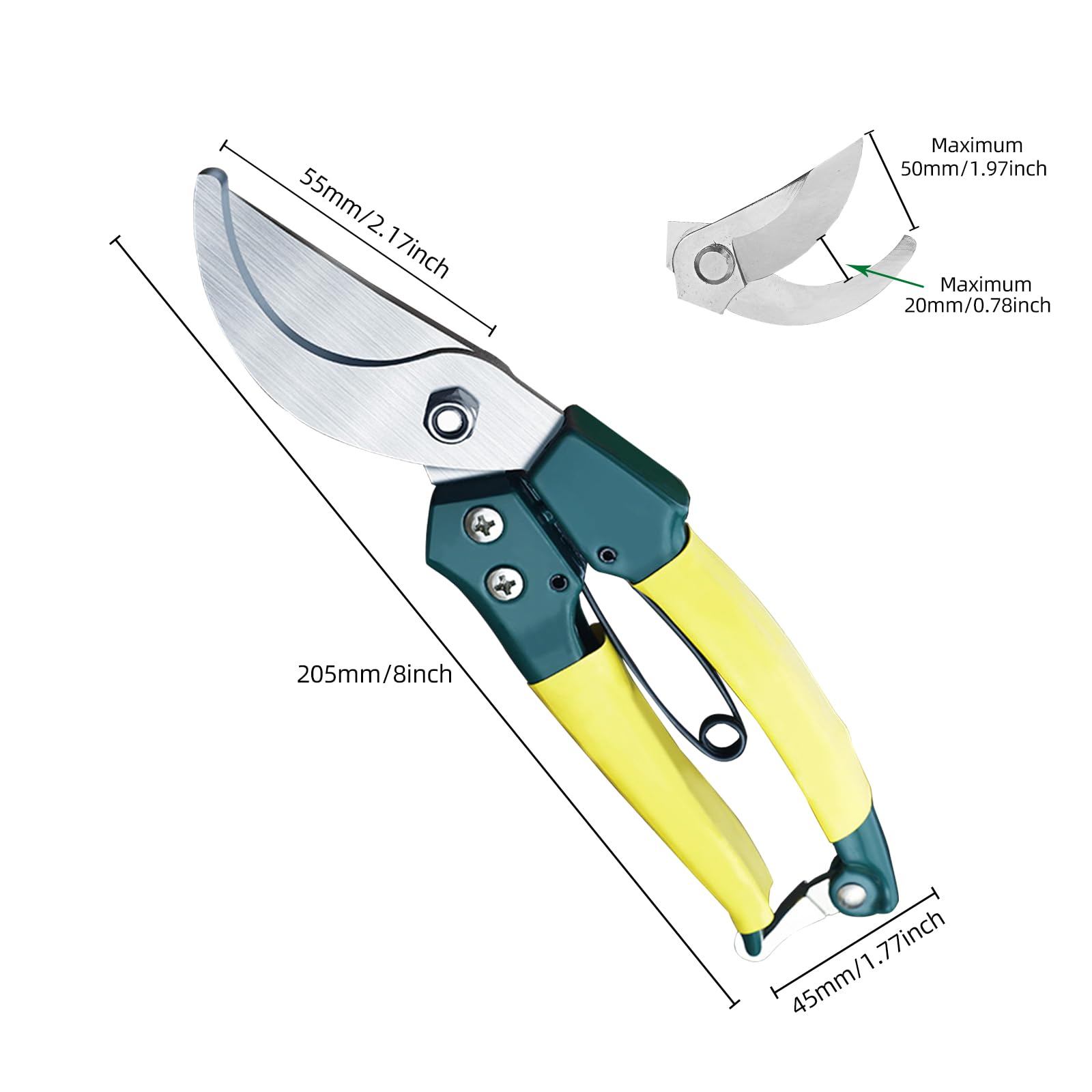 SENDA TOOLS 8 Inch Professional Garden Pruning Shears with Anti-Rust SK-5 Blades, Non-Slip Handle, Garden Shears for Dry Stems and Small Branches, Gardening Scissors, Clippers for Wood