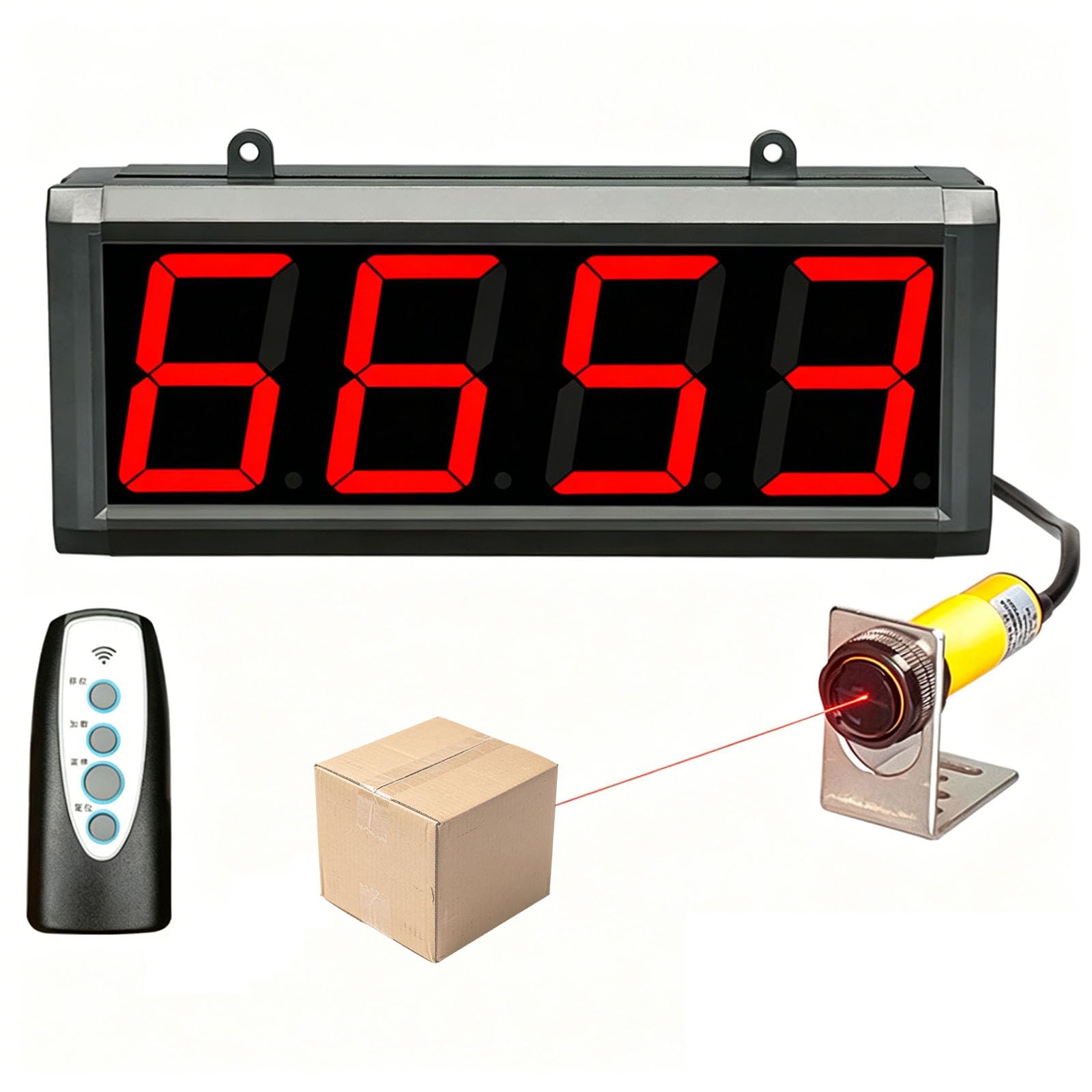 Enpvneer Large Digital Counter, Digital LED Counter Count Up To 9999, Sensor Distance 0-11.8IN, Power-Off Memory Function, For Conveyor Belts Automatic Counting