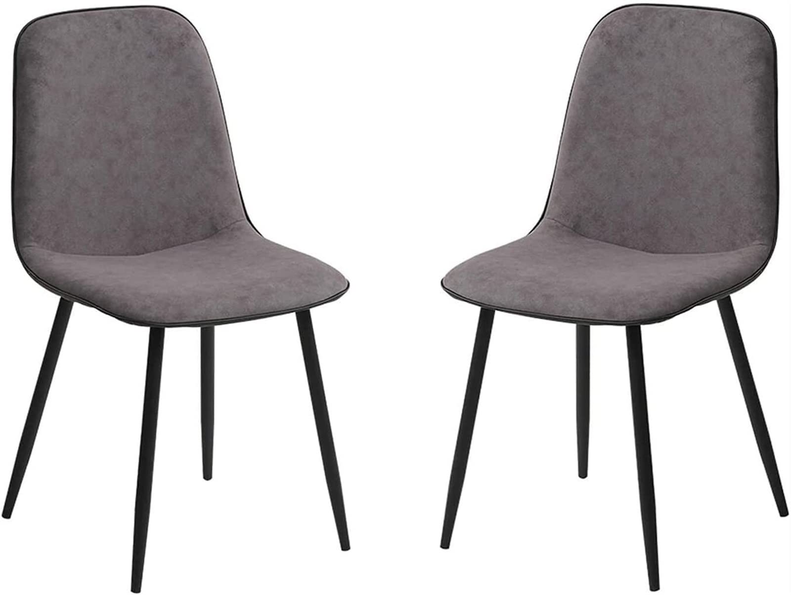 SJIALEN Modern Dining Chairs Set of 2, for Lounge Office Backrest Soft Faux Leather Seat with Black Metal Legs Kitchen Chairs Kitchen Chair (Color : Grayish Brown, Size : 42x45x88cm)