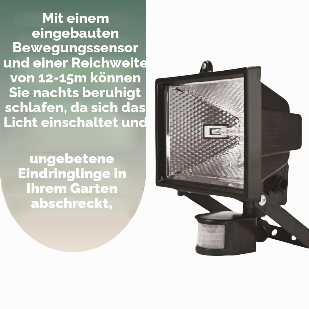 Garden Mile 400W Halogen Fluter mit PIR Bewegungssensor | Outdoor Wetterpoof Automatische Sicherheit Licht Einstellbare Schwenkbare Kopfdetektor mit 180 Grad Winkel (1)