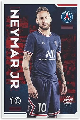 Kroity Lienzo decorativo para pared de Paris Saint-Germain de estrellas de fútbol Neymar Jr. (sin marco) 12 x 18 pulgadas (Neymar), color blanco
