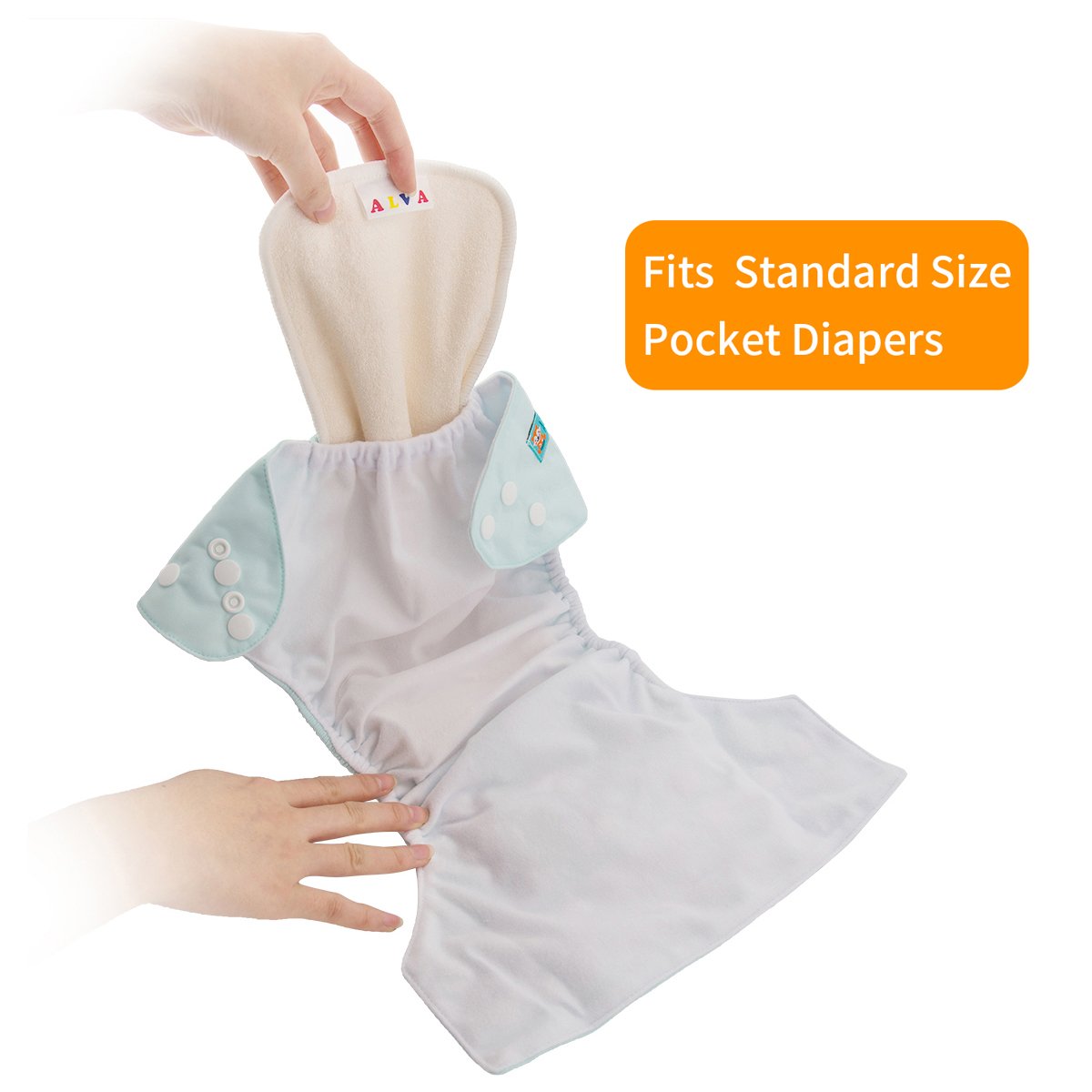 Alva Baby 4 Schichten Bambus Viskose Liner wiederverwendbare Einsätze für Stoffwindeln (12 Stück) 12MB -DE
