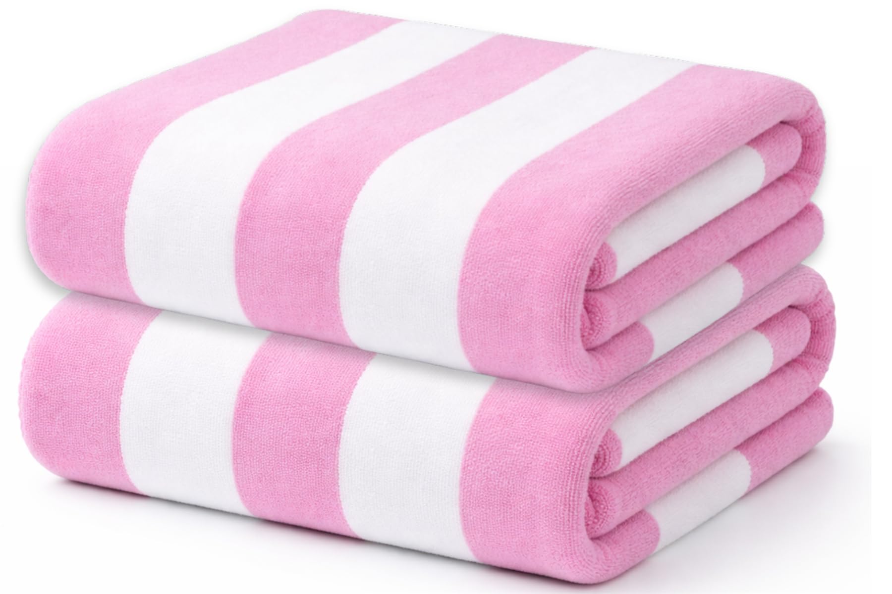 Adore Home 2 Pack Cabana Stripe Microfibre Beach Towels Quick Dry Sand Resistant Pool Towels Lightweight Holiday Travel Towels 80x160cm Pink