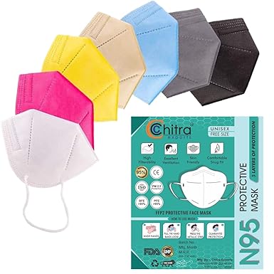 ELZY Unisex N95 Multi Color Face Mask Ear Loop Style Protective Face Mask 5 layered filtration with genuine Meltblown and Hot Air Cotton