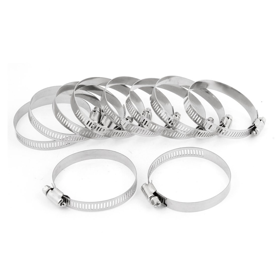 Aexit Cut Out Hose Clamps Design Adjustable Stainless Steel 44-67mm Worm Gear Hose Ratcheting Hose Clamps Clamp 10PCS