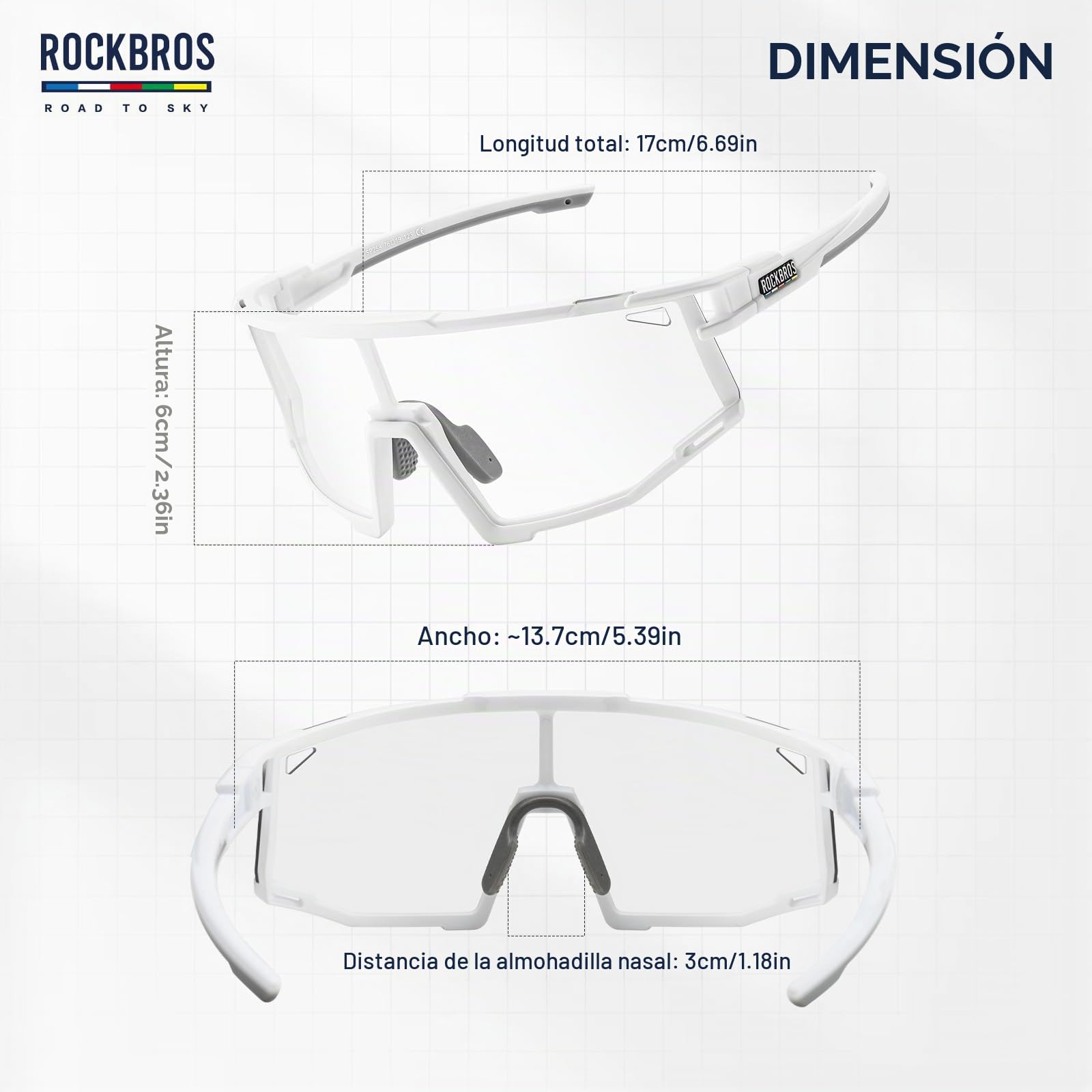 ROCKBROS Road to Sky Gafas de Ciclismo Fotocromáticas Protección UV400 Gafas Sol Deportivas Lentes Transparentes de MTB Bicicleta Running Golf para Hombre Mujeres