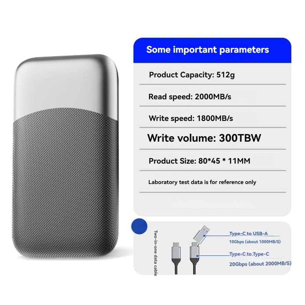 SSD Portatile 2.5 Pollici, unità A Stato Esterna per Telefono PC/Portatili/Professionisti/Giochi