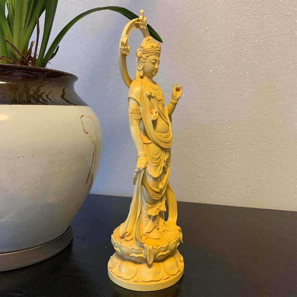 Estatua de Buda, Figura de Madera de Tallada, Buda Guanyin, Decoración Meditativa, Ideal para Sala de Estar Y Dormitorio, Par, M