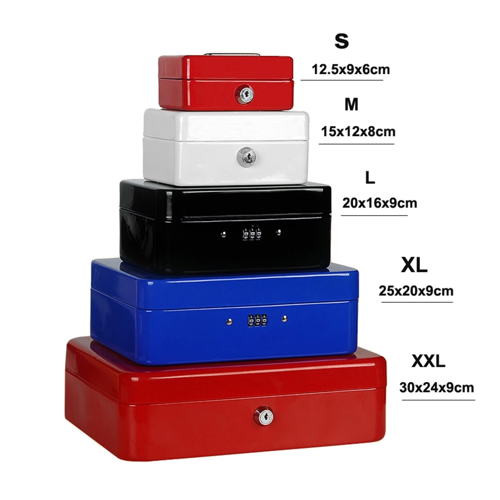 Mini armario de llaves de acero inoxidable con cerradura de seguridad, caja fuerte pequeña para el hogar y la oficina, 3 tamaños (L XL XXL) ideal para espacios de alquiler (XL, negro)