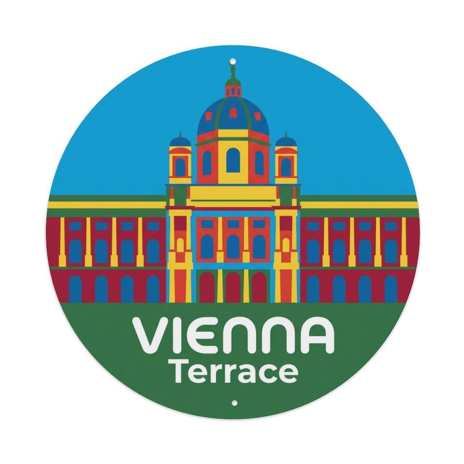 Yrnq 8X8inch Vintage Style Vintage Travel Vienna Austria Patio Metal Tin Sign