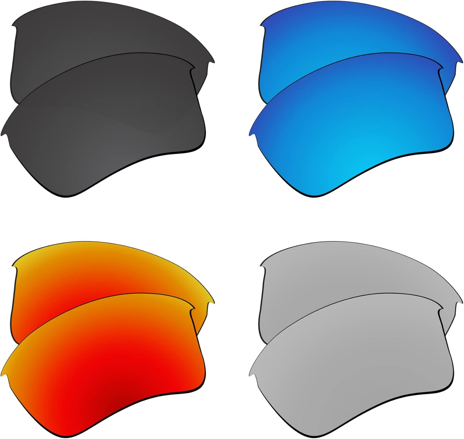 EZReplace Lenses Replacement for Oakley Flak Jacket XLJ Sunglasses (Polarized Lenses) - Fits Oakley Flak Jacket XLJ Frame (Carbon Black+Ice Blue+Fire Red+Metal Silver)