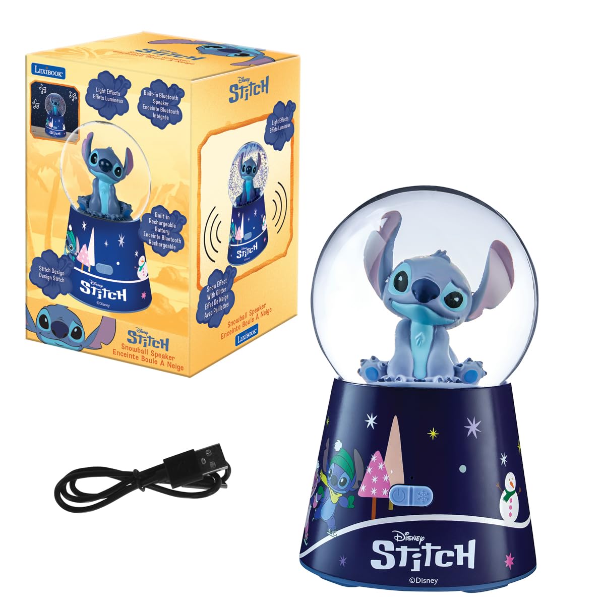Lexibook, Disney Stitch, Stitch Snow Globe Bluetooth Speaker, Blue, SBS10DLXB