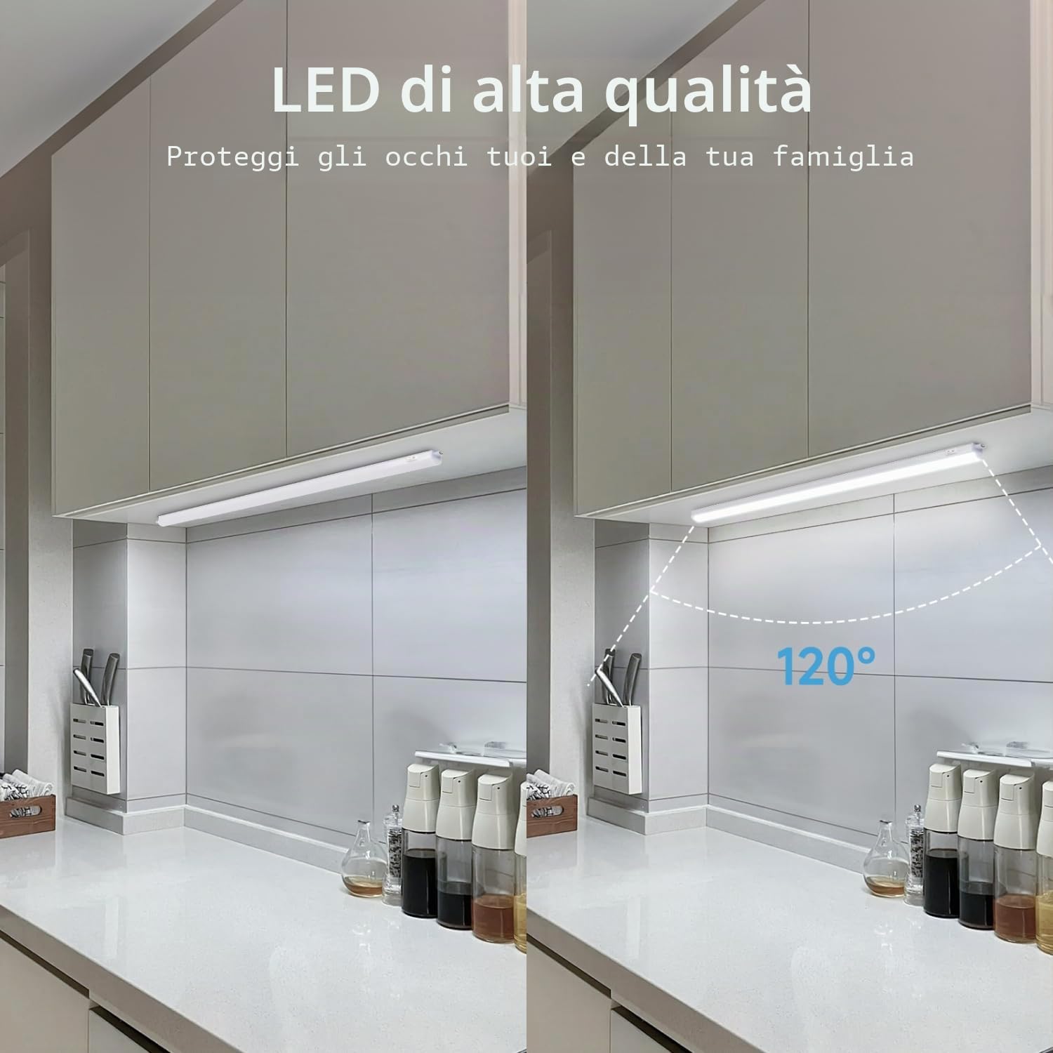 Aigostar LED Sottopensile Cucina Con Interruttore 12W 1320LM Barra IP20 230V, Luce Bianca Fredda 6500K, Per Cucina, Armadio, Scaffali. L880*W23*H34mm