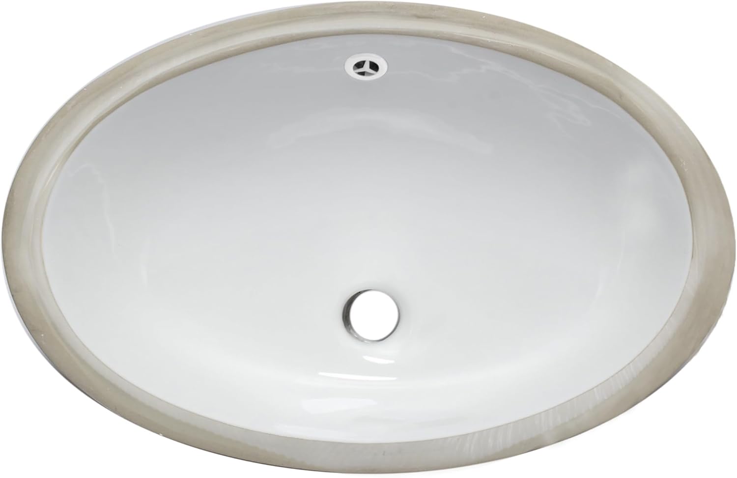 Novatto (NOVB0) Oval Undermount White Porcelain Sink with Brushed Nickel Drain Set (NP-U191307BN)