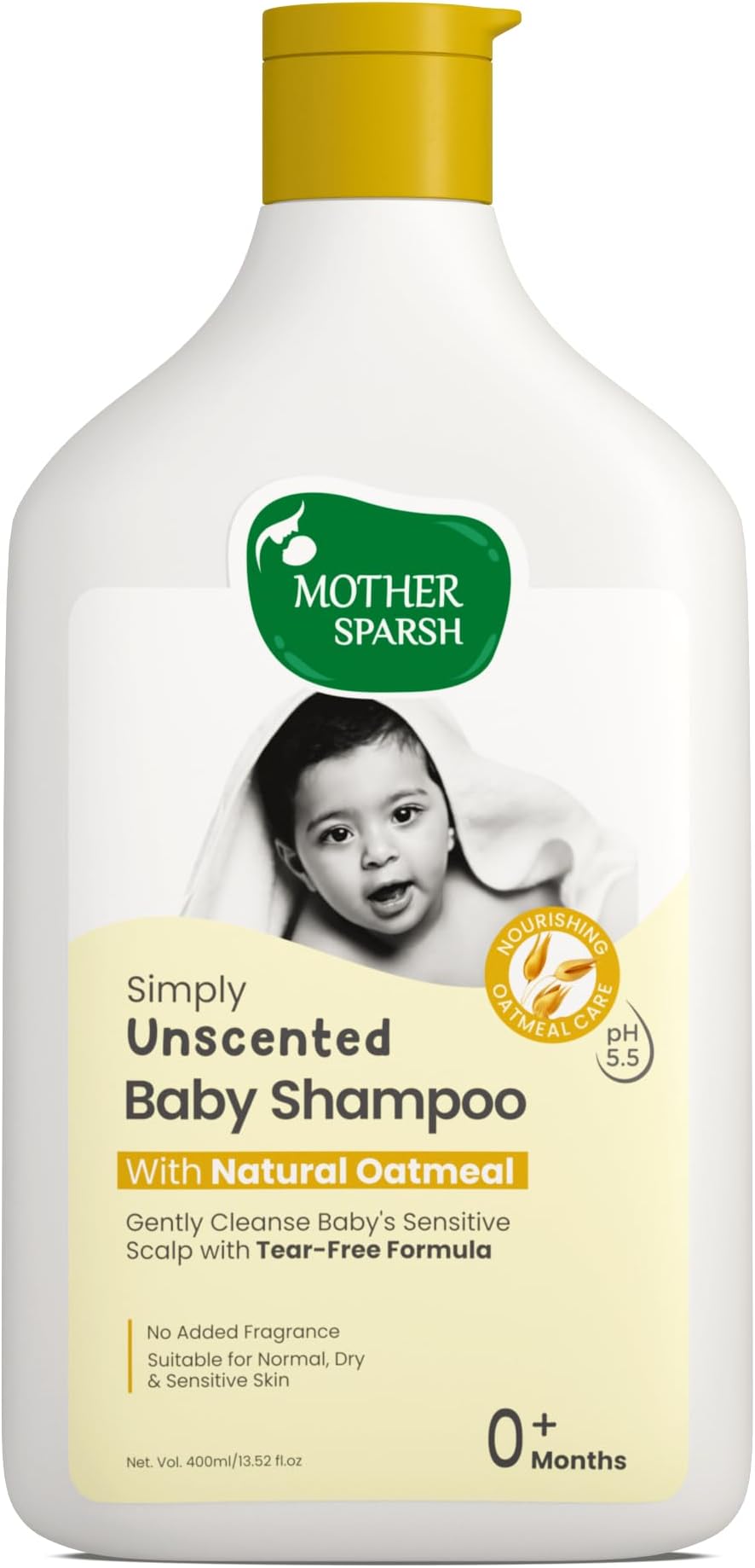 Simply Unscented Baby Shampoo With Natural Oatmeal- 400ml | Fragrance Free Shampoo for Babies | Tear Free Baby Shampoo for New Born Sensitive Skin
