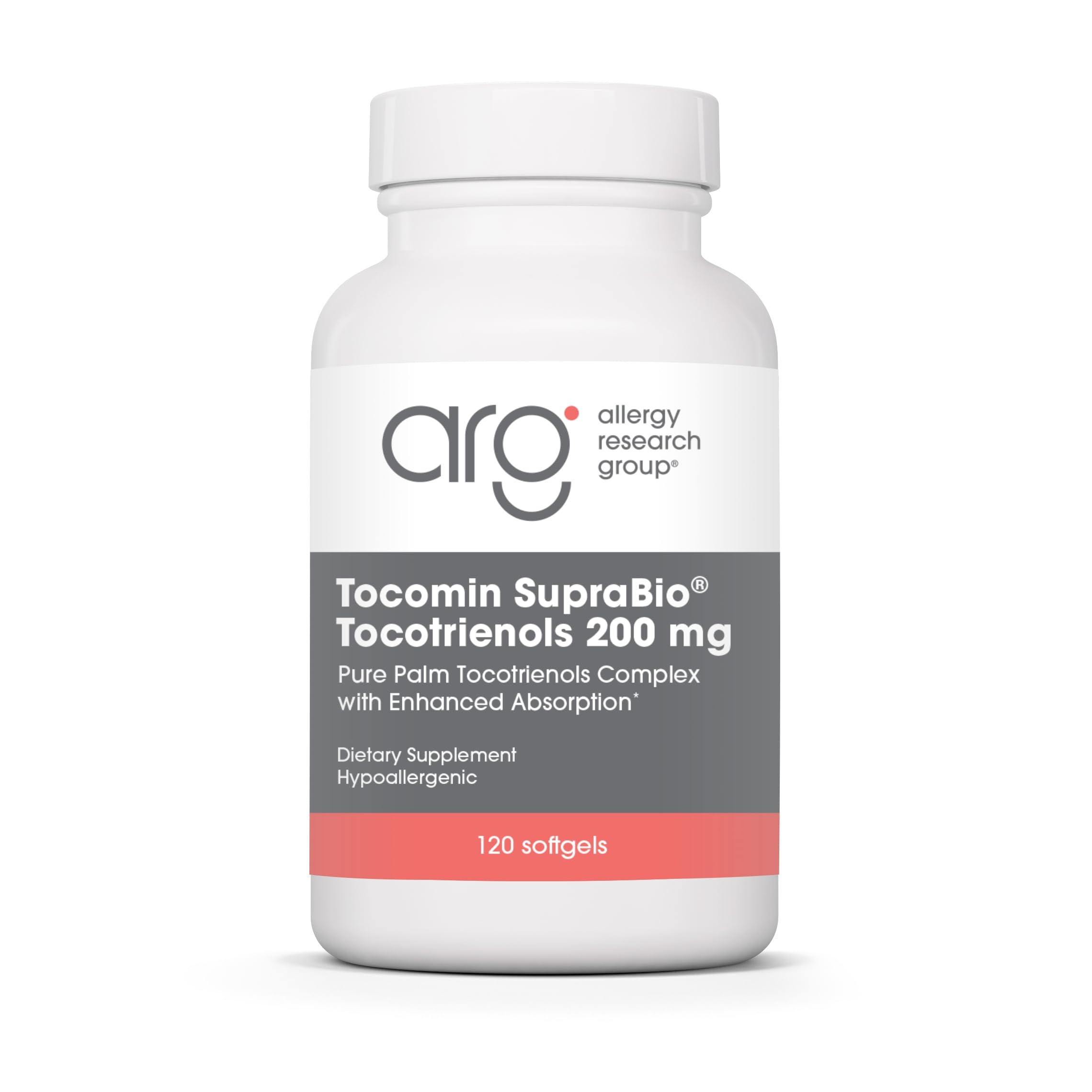 Allergy Research Group Tocomin SupraBio Tocotrienols 200 mg Supplement - Tocotrienols Vitamin E, Palm Tocotrienol Complex, Delta Tocotrienols, Enhanced Absorption, Softgels - 120 Count