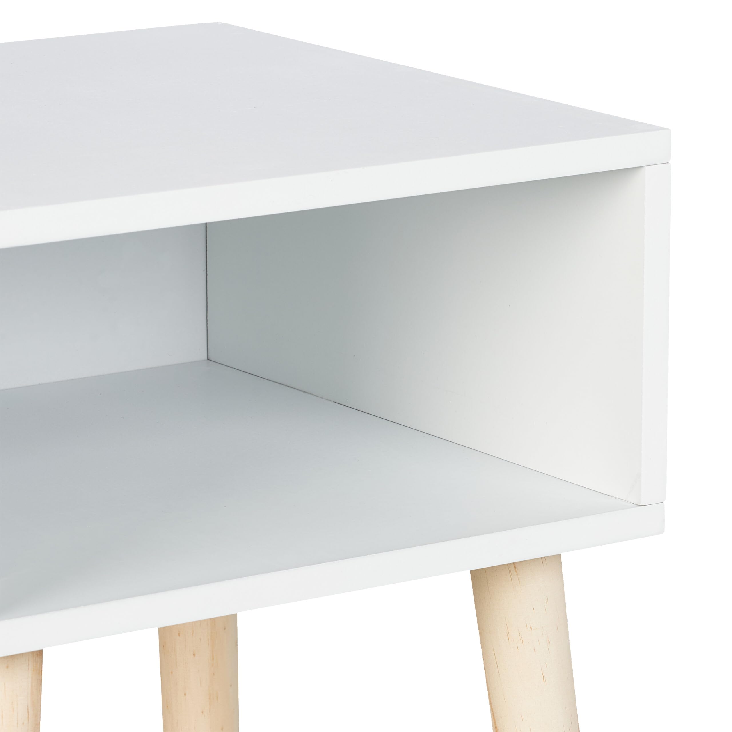 Relaxdays Table de Chevet, pour l'enfant, Case Pratique, Bois de pin et MDF, 4 Pieds, HLP 40x30x30 cm, Blanc et Nature
