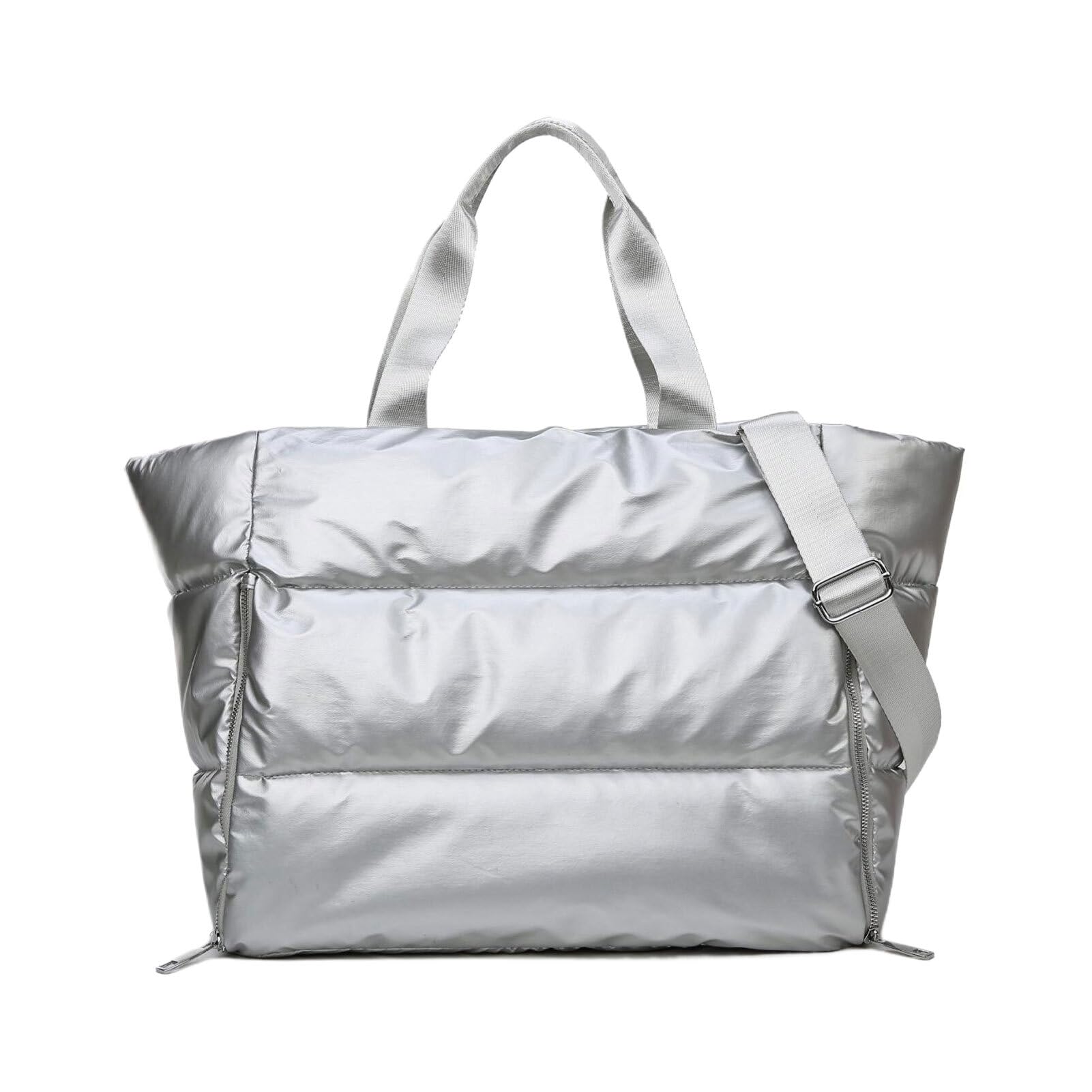Borsa da palestra resistente per gli appassionati di fitness Facile da trasportare con tasche integrate Borsa da fitness con zaino monospalla in nylon morbido, argento