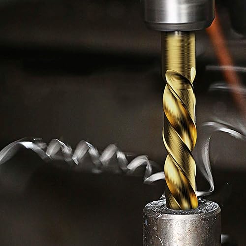 Miniatura 7 de Monster & Master Juego de brocas chapadas en titanio, brocas de oro de acero de alta velocidad con punta dividida de 135 grados, 116 pulgadas a 38