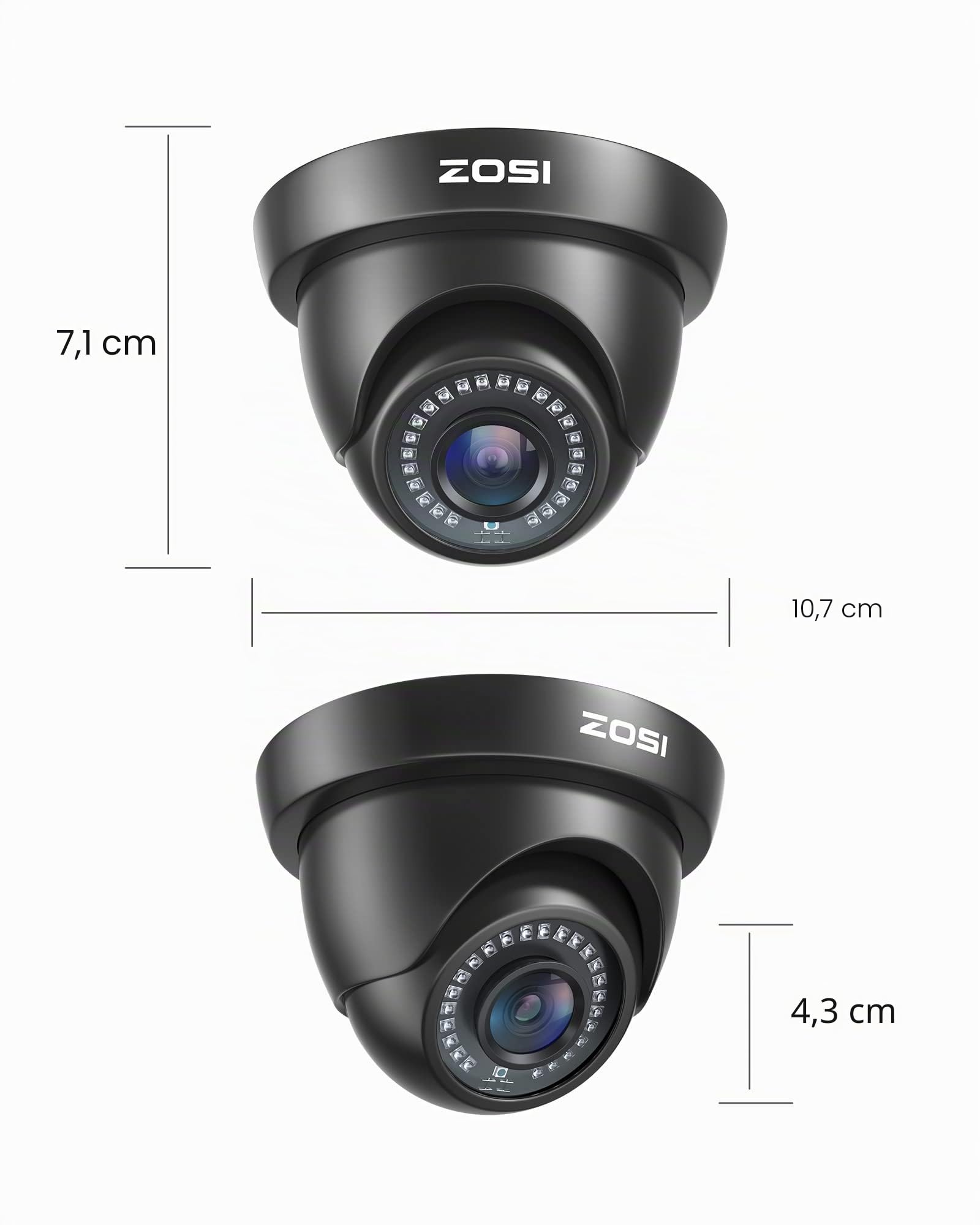 ZOSI 1080P 4pcs TVI Kit telecamere di sorveglianza video 20 m Visione notturna - Compatibile con registratore di tipo HD-TVI