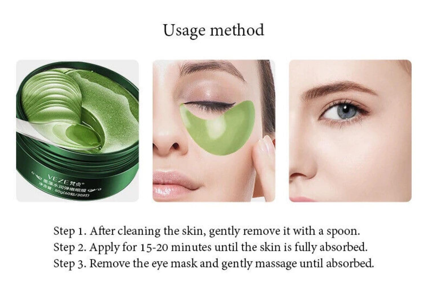 Seaweed Under Eye Gel Patches, 60 Pcs Collagen Under Eye Mask, Hydrating Eye Patches for Dark Circles Puffiness - Image 3