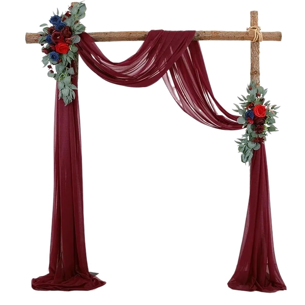 HIFRQVVC Wedding Curtains Decorations, Draping Fabric 2pcs Wedding Arch Chiffon Sheer Drapes, Backdrop Multicolor Multiple Sizes(Red,2pcs 70x300cm)