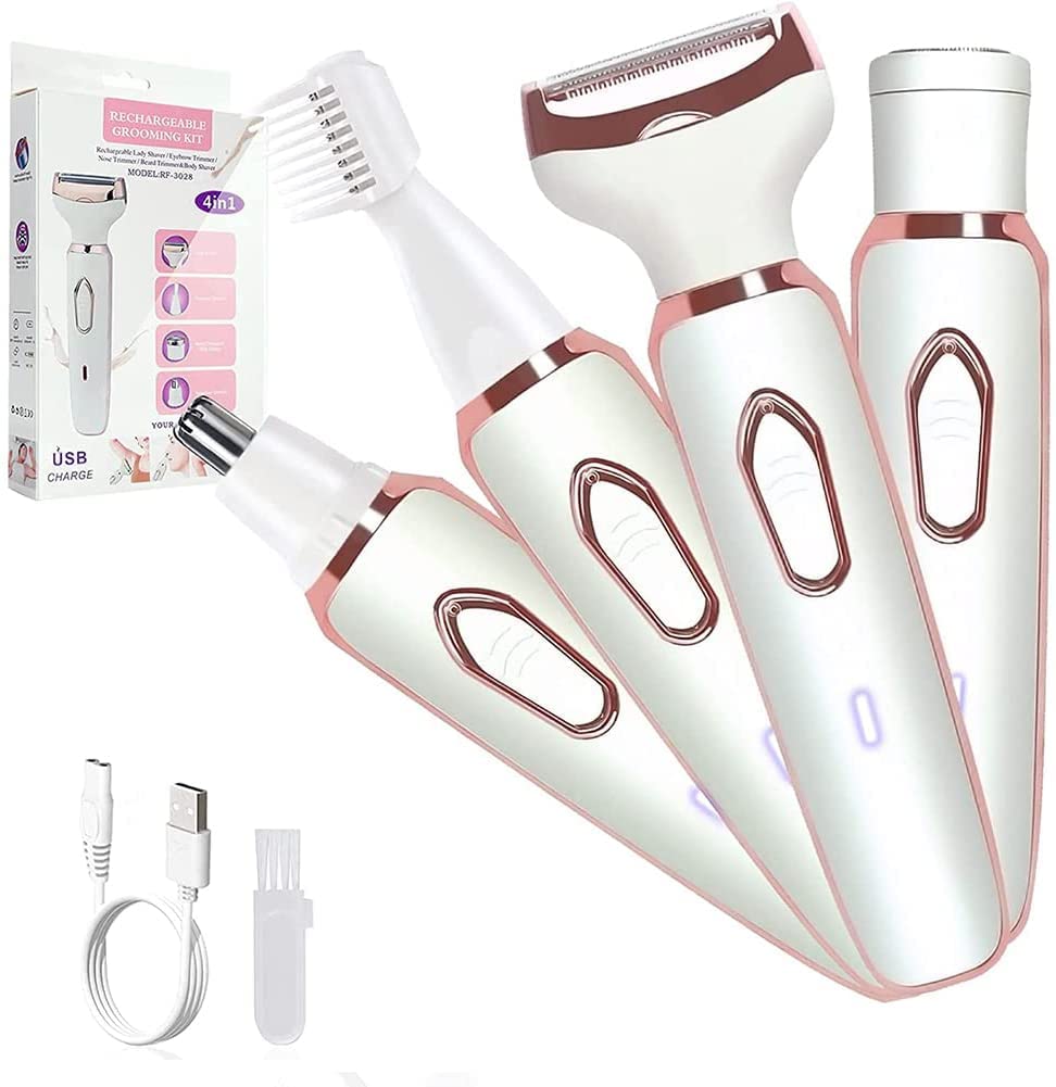 MIKUER Electric Lady Shaver, Electric Razor for Women Shaving 4-in-1 Lady Shaver for Women Face, Legs and Underarm, Painless&Portable Bikini Trimmer Wet & Dry Hair Removal