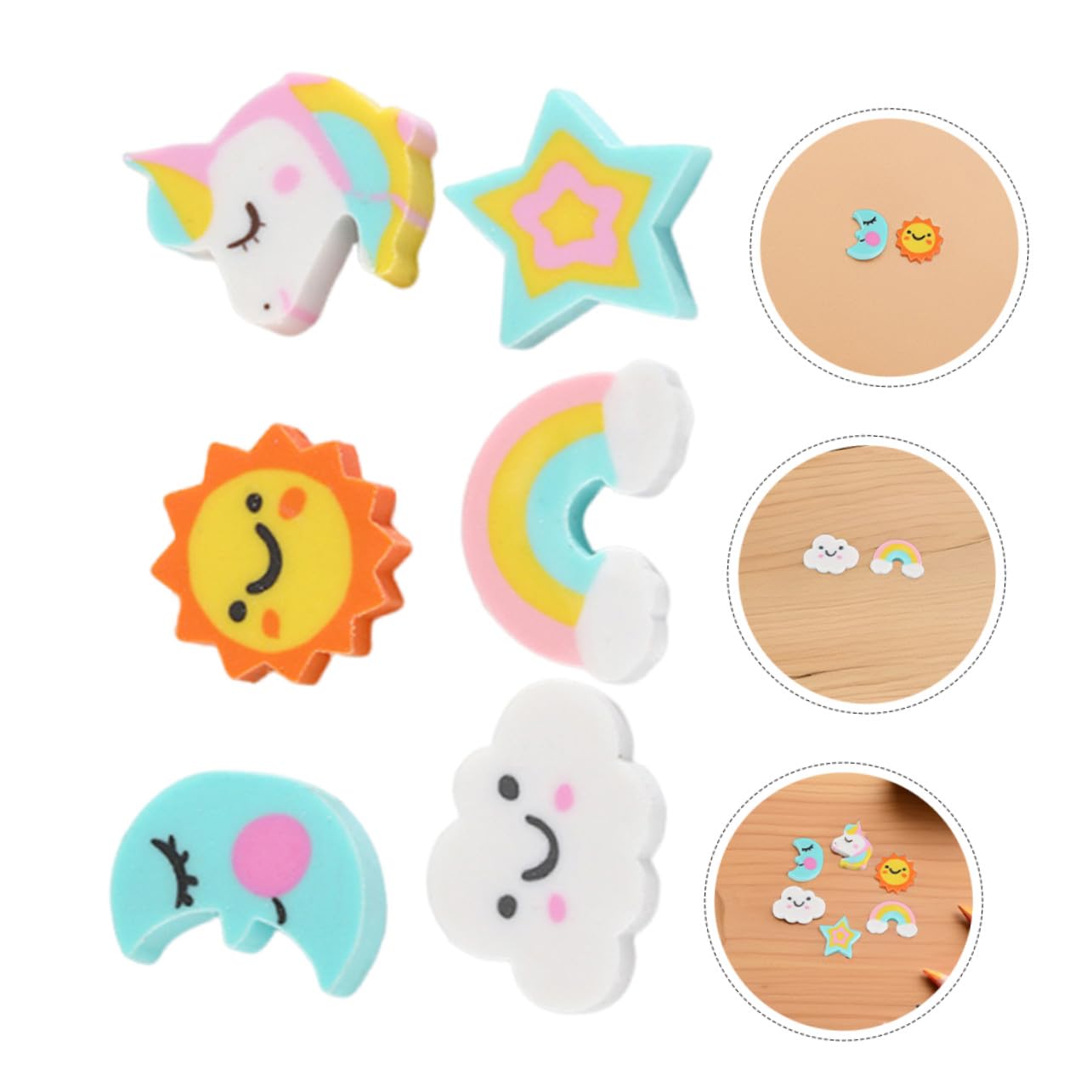 Gomme Mignonne 180pcs TPR Formes Nuage, Animal, Lune, Étoile