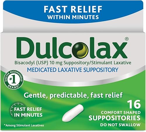 Dulcolax Supositorios laxantes medicados - 16 unidades, paquete de 2