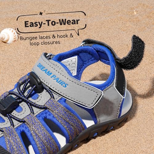 DREAM PAIRS Boys Girls Summer Outdoor Athletic Sport Sandals Hiking Beach Casual Closed Toe Adjustable Multicolor for Toddler/Little/Big Kids2