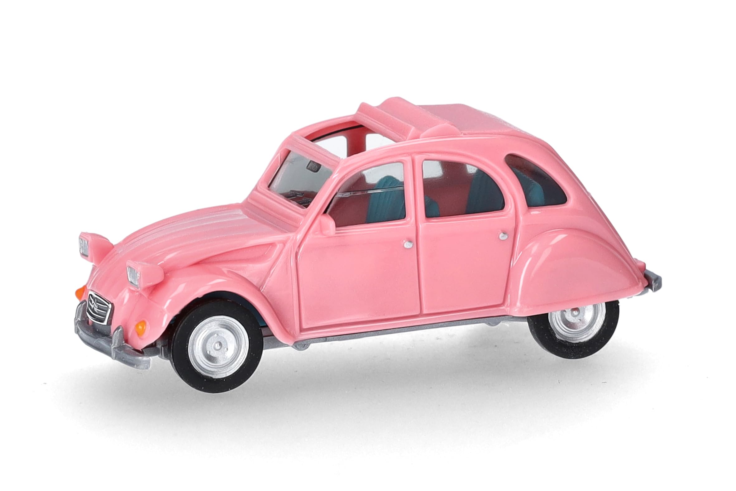 Herpa model car Citroen 2CV open-top, light pink, miniature in scale 1:87, collector's item, Made in Germany, plastic model