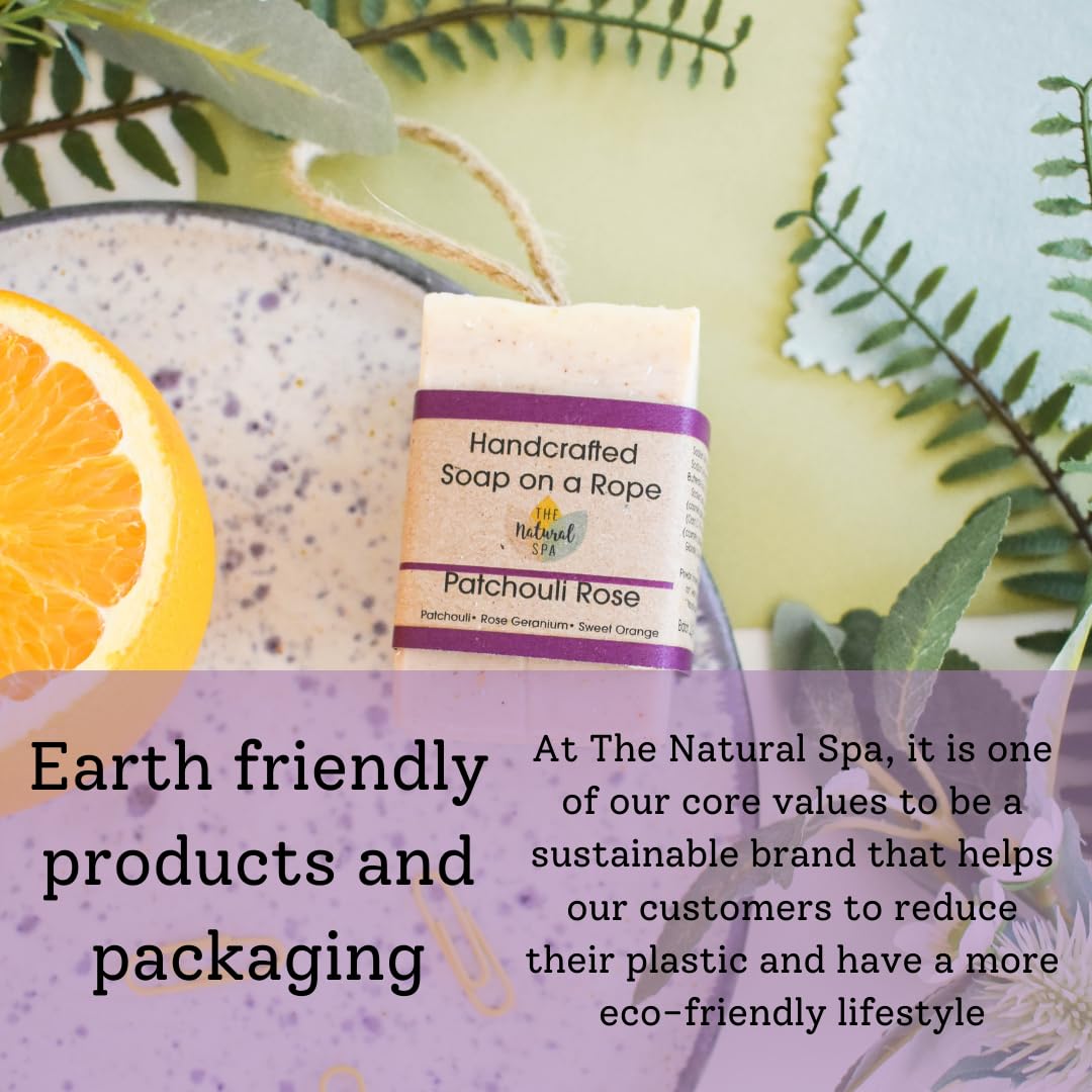 Soap on a Rope, Patchouli Rose, Plastic Free, Vegan, Palm Free Handmade in Devon uk - Image 2