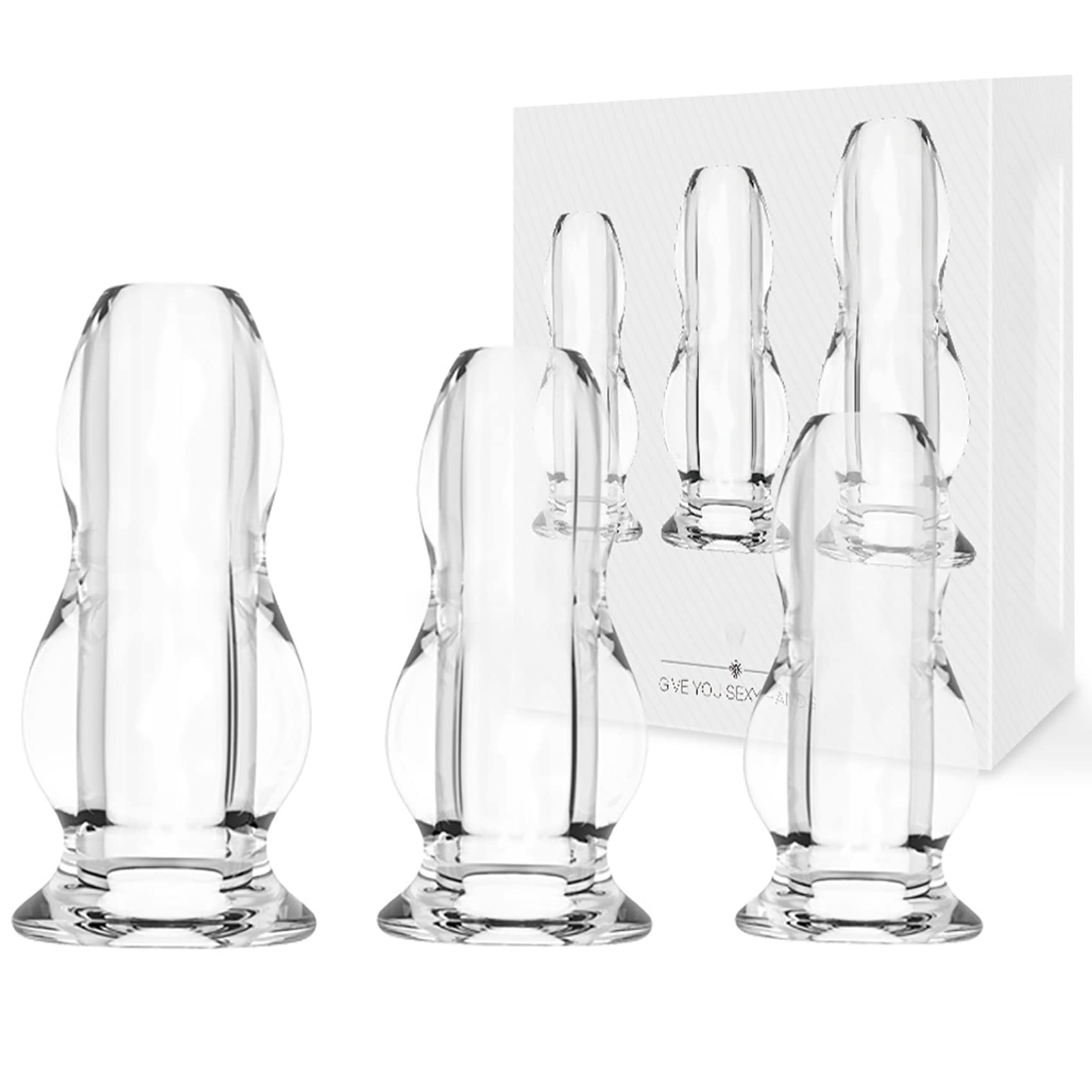 Hohl Analplug Set S/M/L Verdicktes Glas Tunnel Butt Plug Analkugeln, Transparenter Hohler Analstöpsel Anal Speculum Vagina Expansion Hohlstecker Sexspielzeug Für Männer Frauen Paare